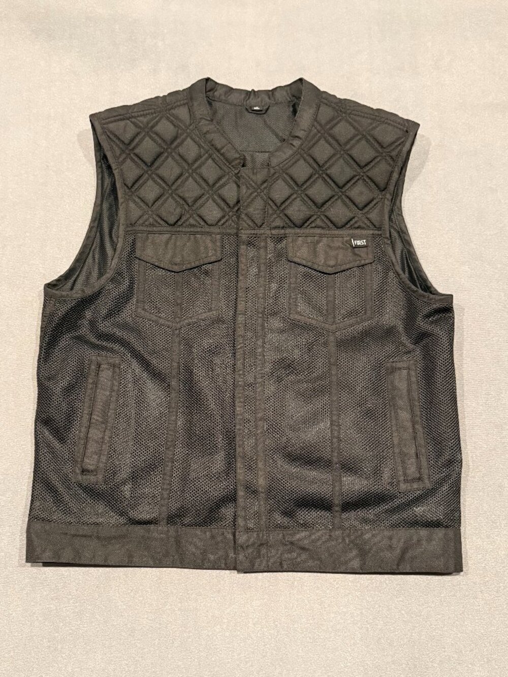 First MFG Co Moto Mesh Motorcycle Vest Black Men’s XL Biker